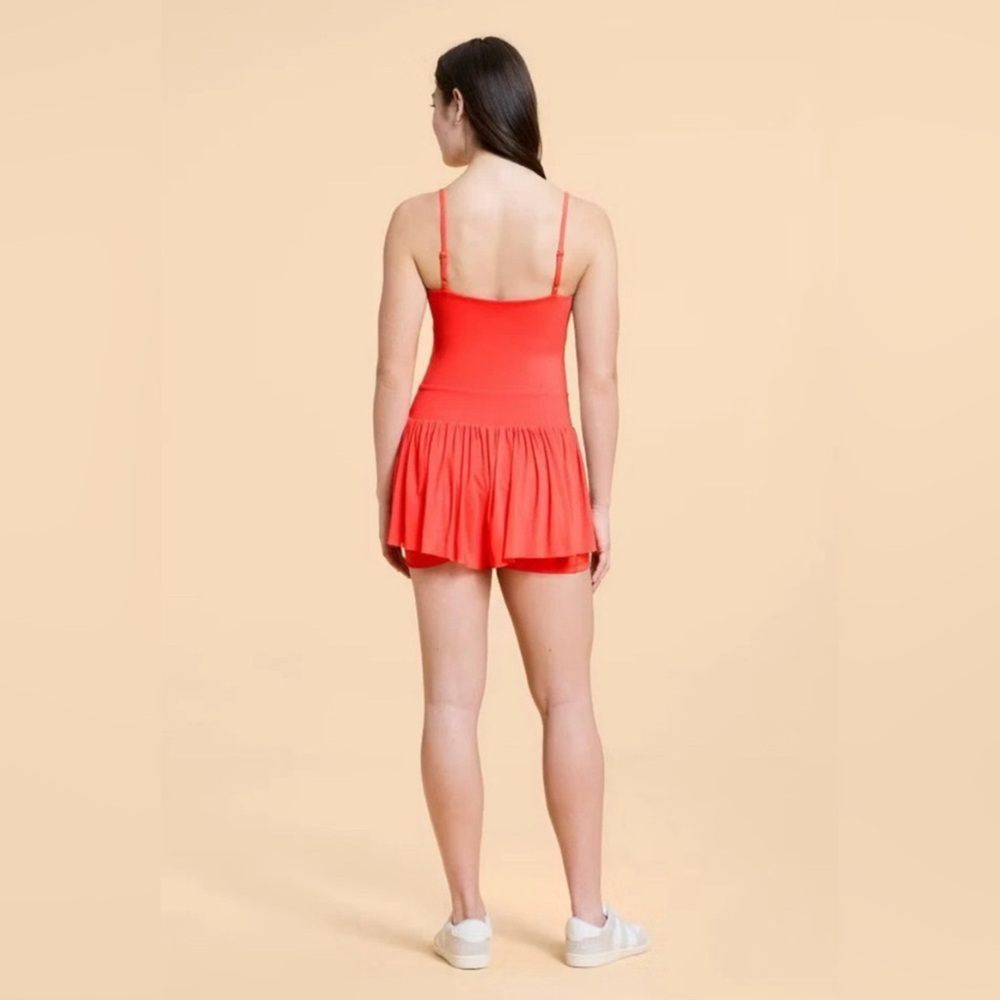 NWT! Popflex Target X Blogilates Barre Active Romper Coral Orange/Red Size Med - Picture 3 of 8